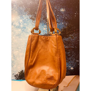 Loewe Brown Leather Shoulder Bag Chestnut Brown Italian Leather EUC with COA